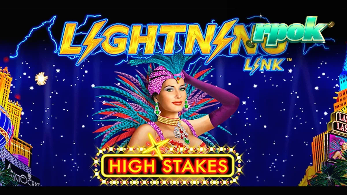 Tampilan layar permainan slot Lightning Link High Stakes dengan tema kasino mewah.